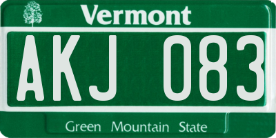 VT license plate AKJ083