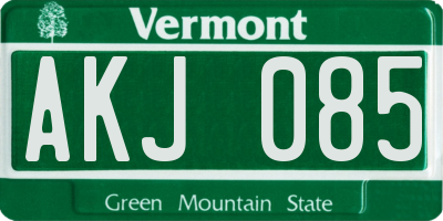 VT license plate AKJ085