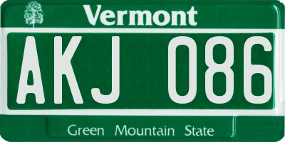 VT license plate AKJ086