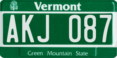 VT license plate AKJ087