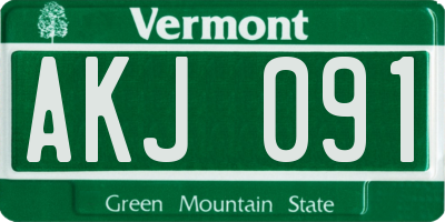 VT license plate AKJ091
