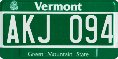 VT license plate AKJ094