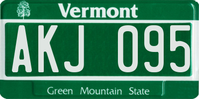 VT license plate AKJ095