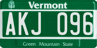 VT license plate AKJ096
