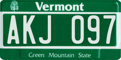 VT license plate AKJ097