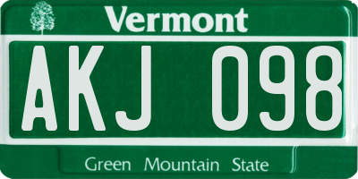 VT license plate AKJ098