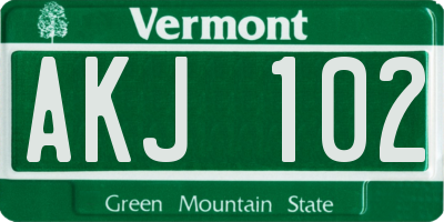 VT license plate AKJ102