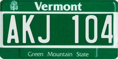 VT license plate AKJ104