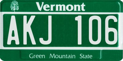 VT license plate AKJ106