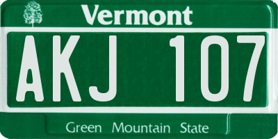 VT license plate AKJ107