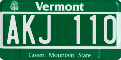 VT license plate AKJ110