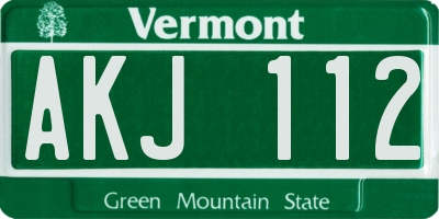 VT license plate AKJ112