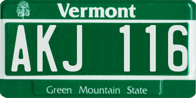 VT license plate AKJ116