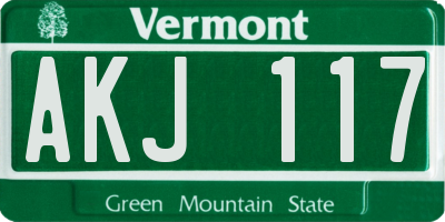 VT license plate AKJ117