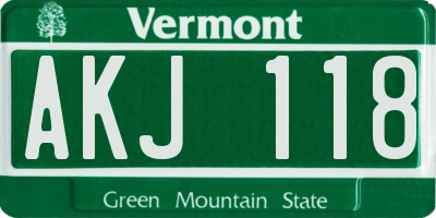 VT license plate AKJ118