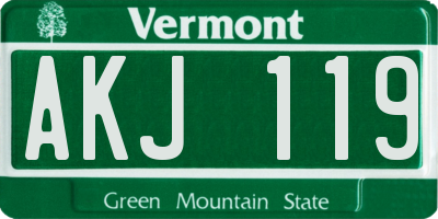 VT license plate AKJ119