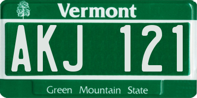 VT license plate AKJ121