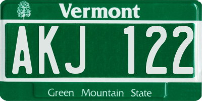 VT license plate AKJ122