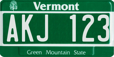 VT license plate AKJ123