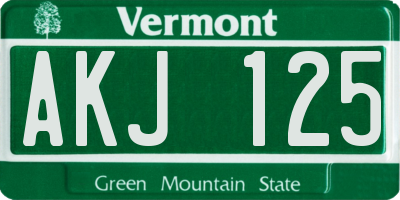 VT license plate AKJ125