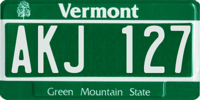VT license plate AKJ127