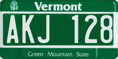 VT license plate AKJ128