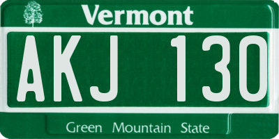VT license plate AKJ130
