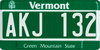 VT license plate AKJ132