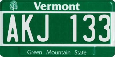 VT license plate AKJ133