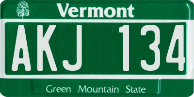 VT license plate AKJ134
