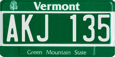 VT license plate AKJ135