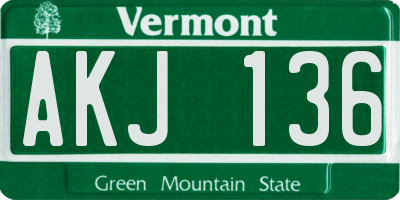 VT license plate AKJ136