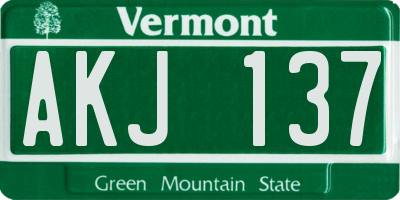 VT license plate AKJ137