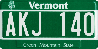 VT license plate AKJ140