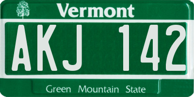 VT license plate AKJ142