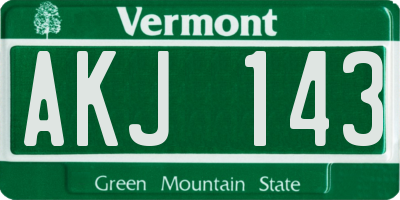 VT license plate AKJ143