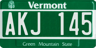 VT license plate AKJ145