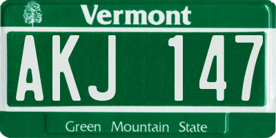 VT license plate AKJ147