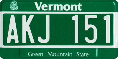 VT license plate AKJ151