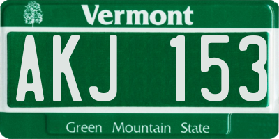 VT license plate AKJ153