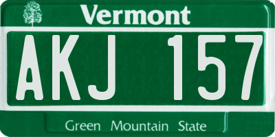 VT license plate AKJ157