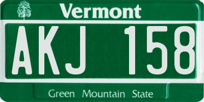 VT license plate AKJ158
