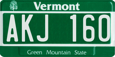 VT license plate AKJ160