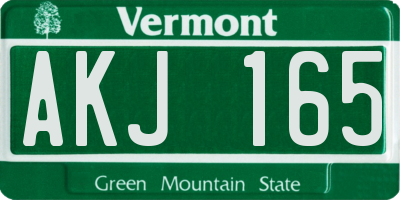 VT license plate AKJ165