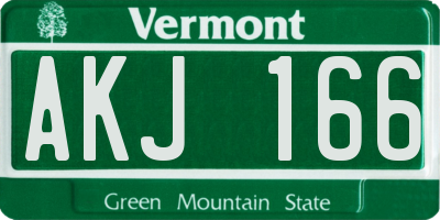 VT license plate AKJ166