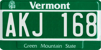VT license plate AKJ168