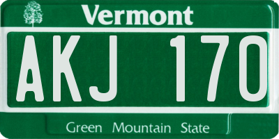 VT license plate AKJ170