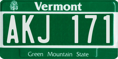 VT license plate AKJ171