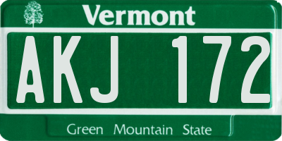 VT license plate AKJ172