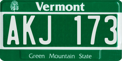 VT license plate AKJ173
